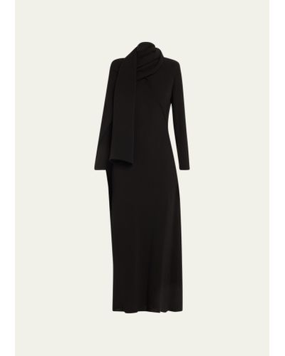 The Row Pascal Scarf-neck Silk Maxi Dress - Black