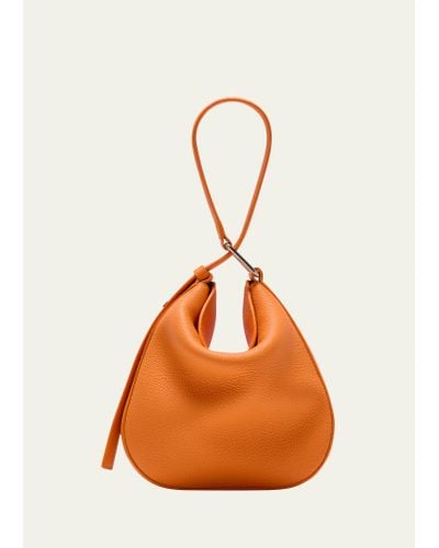 Akris Anna Little Embellished Leather Clutch Bag - Orange