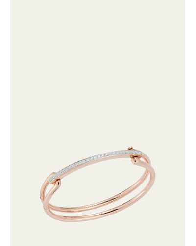 WALTERS FAITH Grant 18k Rose Gold Elongated Link Cuff Bracelet With Diamond Bar - Natural