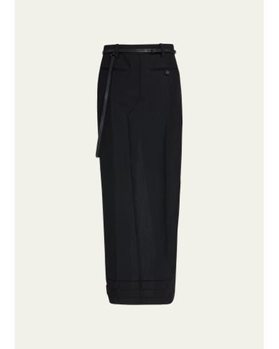 Marc Jacobs Long Trouser Skirt With Skinny Leather Belt - Black