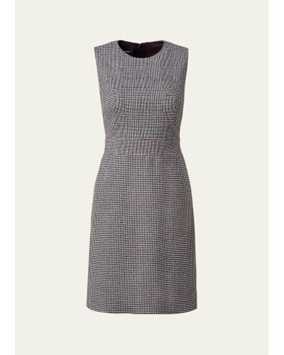 Akris Mixed Check Cashmere Short Dress - Gray