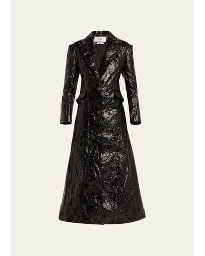Christopher John Rogers Crinkled Trench Coat With Lace-back Detail - Black