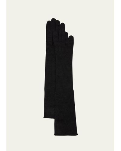 Saint Laurent Long Knit Gloves - Black