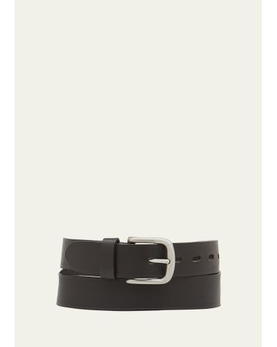 Il Bisonte Classic Cowhide Leather Belt - White