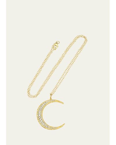 Andrea Fohrman 18k Gold Diamond Crescent Moon Necklace - Natural