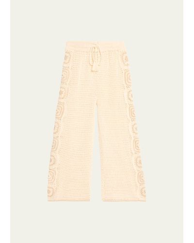 Hannah Artwear Kasi Wide-leg Cotton Crochet Pants - Natural