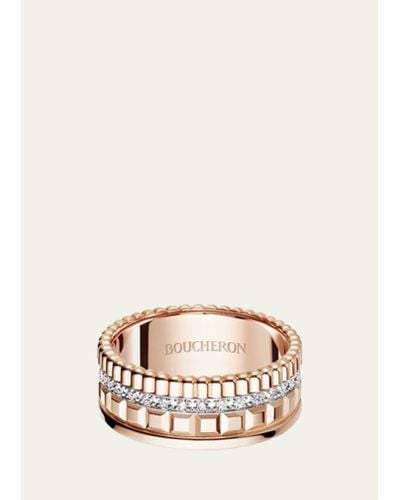 Boucheron Quatre Radiant Edition Small Pink Gold And White Gold Diamond Ring - Natural