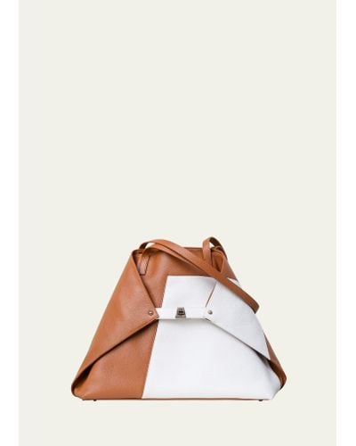 Akris Ai Medium Patchwork Leather Shoulder Bag - Natural