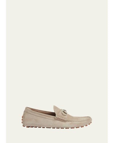 Gucci Byorn Suede Bit Loafers - Natural