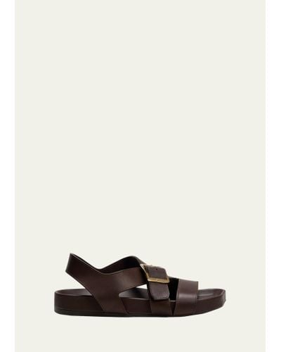 Loewe Ease Leather Buckle Sandals - White