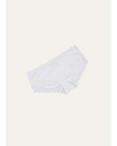 Hanro Cotton Lace Hipster Briefs - Natural