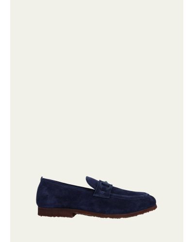 Ron White Andrew Weatherproof Suede Bit Loafers - Blue