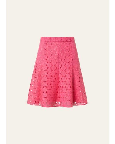 Akris Punto Dot Guipure Lace Flared Skirt - Pink