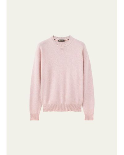 Loro Piana Washiba Cotton-cashmere Crewneck Sweater - Pink