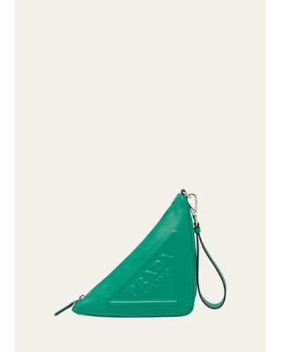 Prada Grace Triangle Leather Pouch - Green