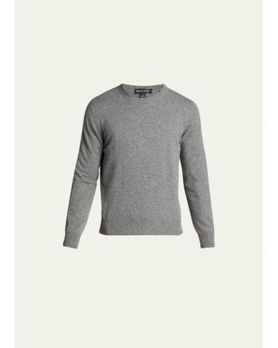 Bergdorf Goodman Solid Cashmere Crewneck Sweater - Gray