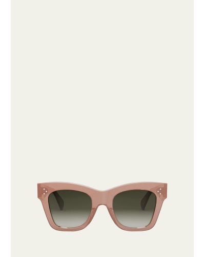 Celine Glittery Bold Acetate Cat-eye Sunglasses - Natural