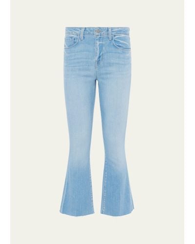 L'Agence Kendra High-rise Crop Flare Jeans With Raw Hem - Blue