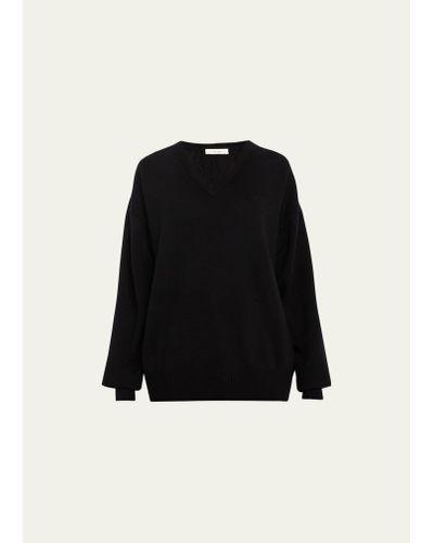 The Row Derignon V-neck Cashmere Sweater - Black