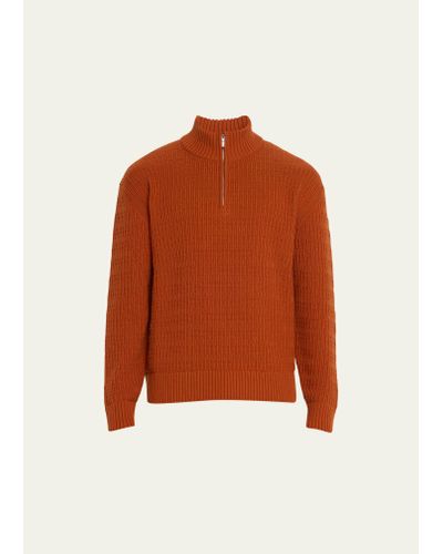 Loro Piana Exclusive Mezzocollo Plymouth Cashmere Quarter-zip Sweater - Orange