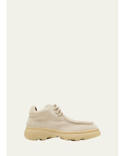 Burberry Suede Creeper Mid Lace-up Shoes - Natural