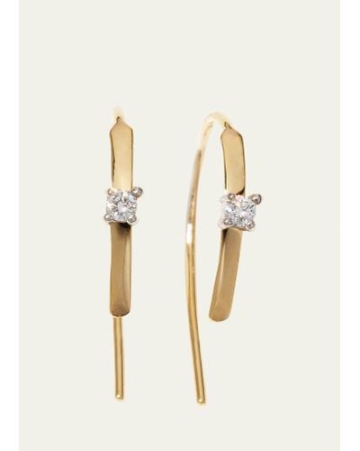 Lana Jewelry Mini Flat Hooked On Hoop Earrings With Diamonds - Natural
