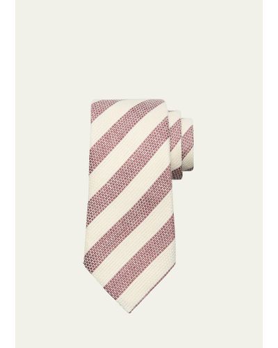 Zegna Linen-silk Stripe Tie - Multicolor