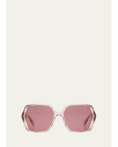 Alaïa Logo Acetate Butterfly Sunglasses - Pink