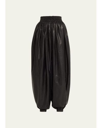 Marc Jacobs High-waist Gathered Leather Pants - Black
