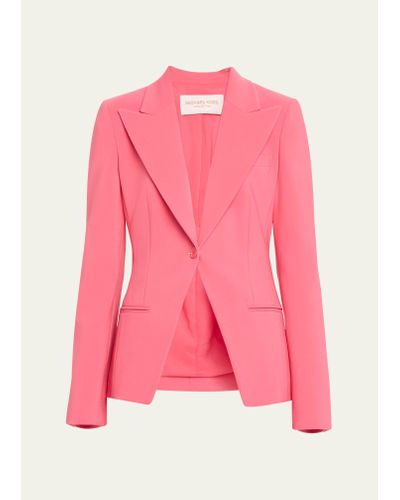 Michael Kors Stretch Pebble Crepe Blazer Jacket - Pink