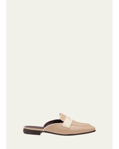 Bougeotte Bicolor Penny Loafer Mules - Natural