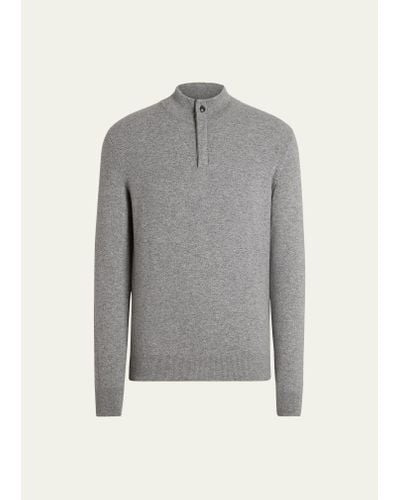 Zegna Cashmere Quarter-zip Sweater - Gray