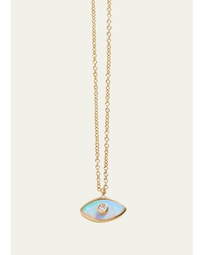 Pamela Love 14k Yellow Gold Opal Diamond Inlay Eye Pendant Necklace - White