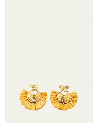 Gas Bijoux Mini Luna Wave Drop Raffia Earrings - Yellow