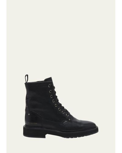 Golden Goose Combat Leather Ankle Boots - Black