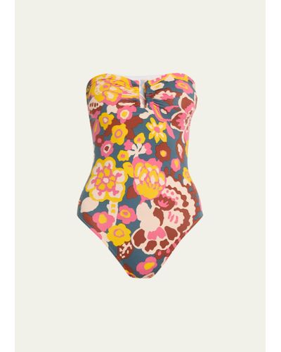 Eres Flower Power Goyave Strapless One-piece Swimsuit - White