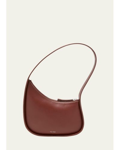 The Row Half Moon Shoulder Bag In Leather - Brown