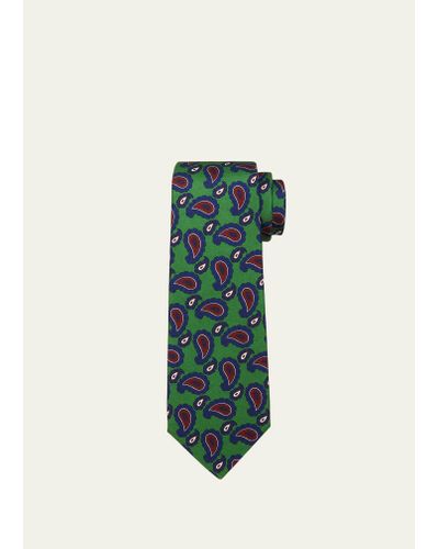 Kiton Paisley-print Silk Tie - Green