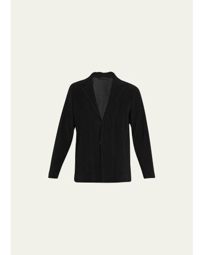 Homme Plissé Issey Miyake Pleated Polyester Sport Coat - Black