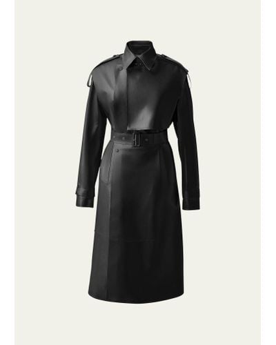 Mackage Adriana Belted Leather Trench Coat - Black