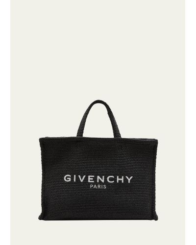 Givenchy G-tote Large Shopping Bag In Raffia - Black