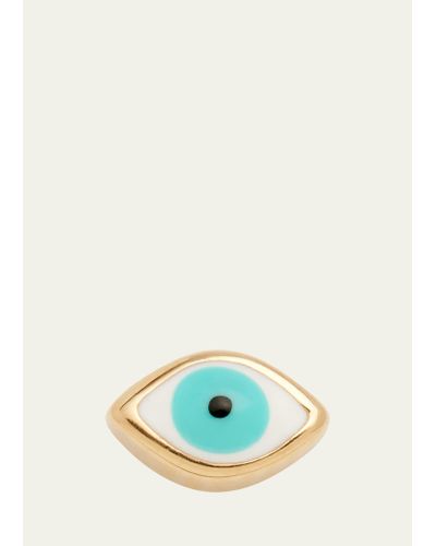 Sydney Evan 14k Gold Enamel Evil Eye Stud Earring - Blue