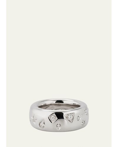 Pomellato 18k White Gold Iconica Ring With Fancy Set Diamonds