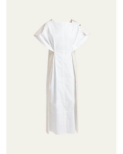 Plan C Buttoned Cotton Midi Dress - White