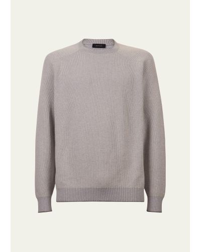 Sease Vanise Dinghy Cashmere-cotton Ribbed Crewneck Sweater - Gray