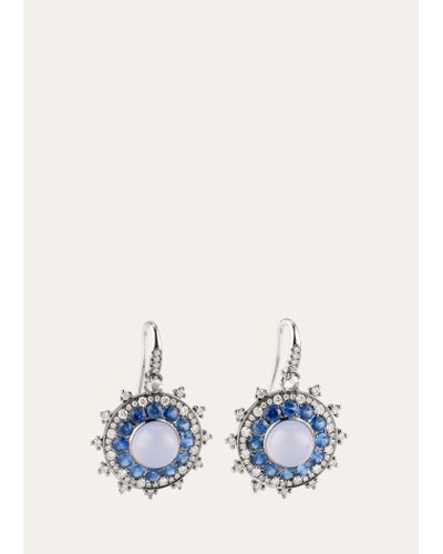 Nam Cho White Gold With Black Rhodium Small Bulls Eye Earrings With Chalcedony