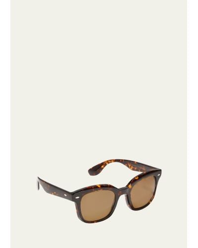 Brunello Cucinelli & Oliver Peoples Filu Polarized Oval Acetate Sunglasses - Natural
