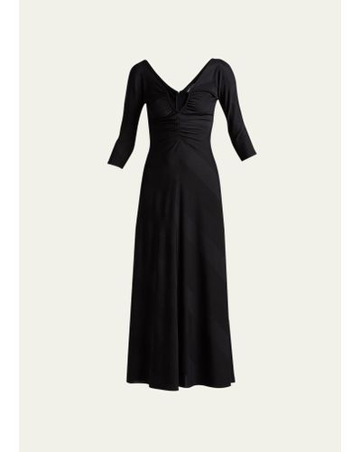 Giorgio Armani Jacquard Jersey Diagonal Stripe Maxi Dress - Black