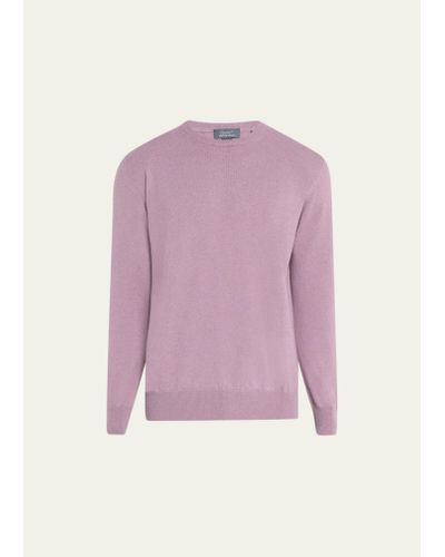 Bergdorf Goodman Solid Cashmere Crewneck Sweater - Pink