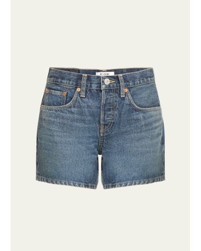 RE/DONE Mid-rise Denim Boy Shorts - Blue